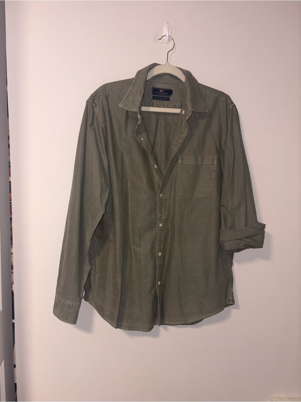 Vineyard Vines Army Green Slim Fit Murray Long Sleeve Shirt Large